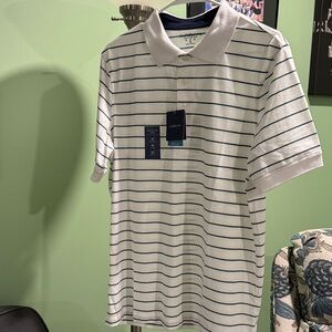 Croft & Barrow Men's Polo Shirt in White with Blue/Green Stripes